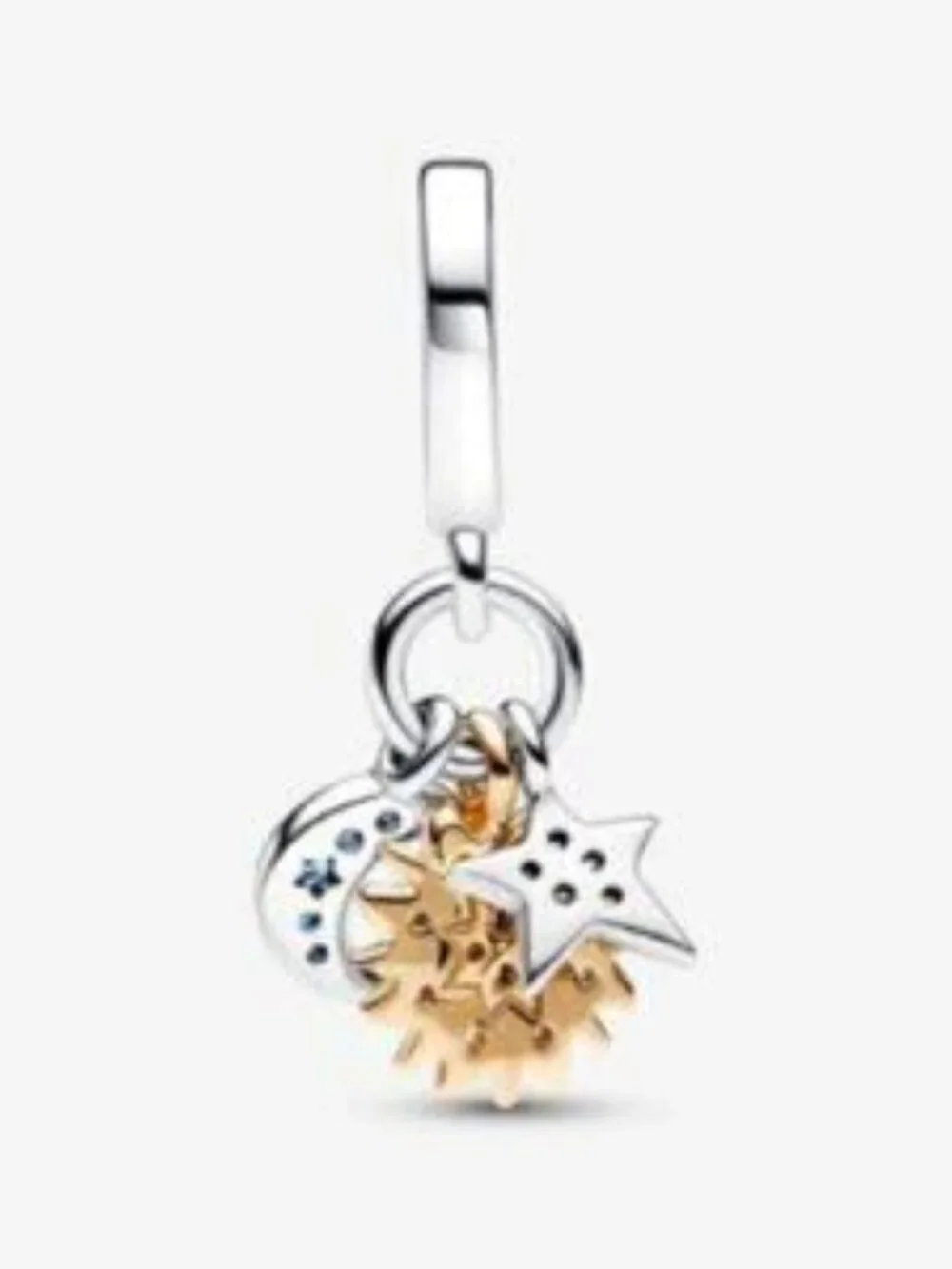 Pandora Sun Star Moon Dangle Charm in Silver, Gold & Blue